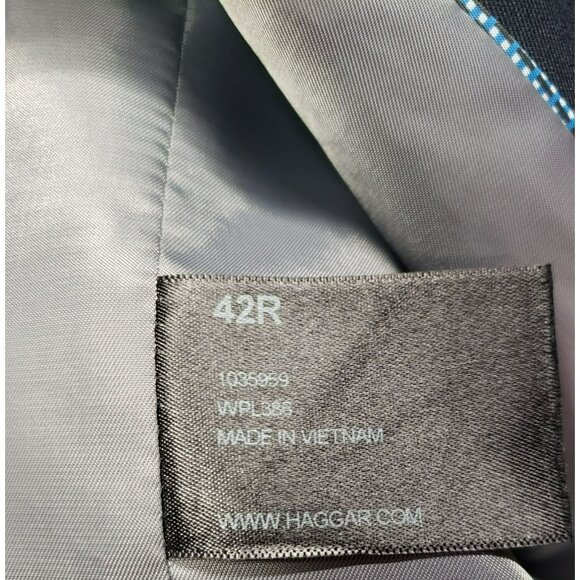 Haggar Active Series Blazer 42R Navy Tailored Fit Polyester Blend Double Vent - Picture 6 of 12